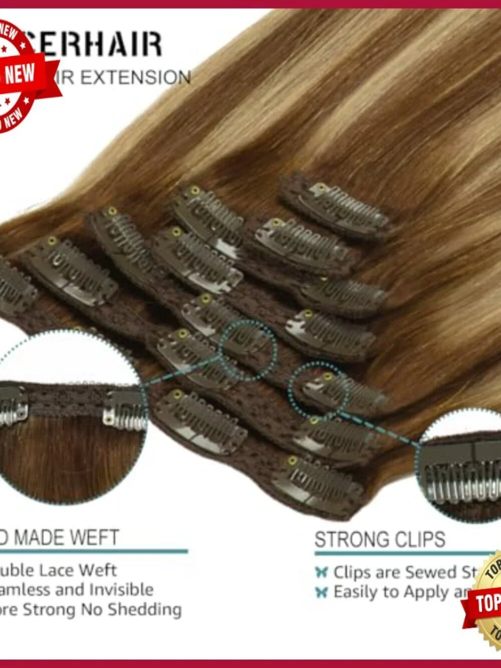 Clip-In Human Hair Extensions 14 Inch Straight 120g 7pcs Remy Hair
